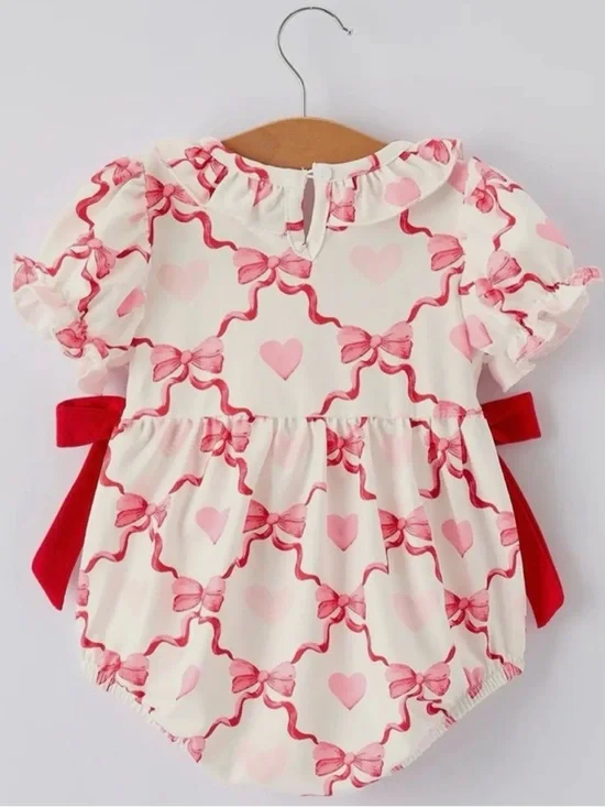 Rylee + Cru Pink Heart & Bow Smocked Baby One-Piece - Picture 2 of 8